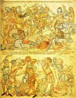 Depiction of the Battle of Bannockburn, Holkham Bible c.1330