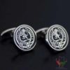 Brown Crest Silver Cufflinks