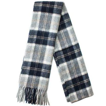 Picture of Grey and Navy Tartan Cashmere Scarf