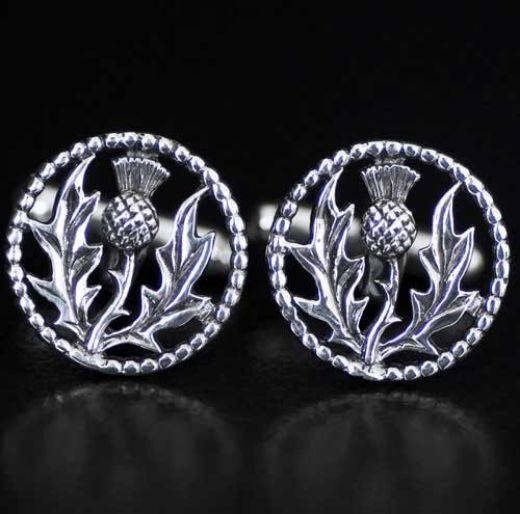 Picture of Thistle Emblem Silver Cufflinks