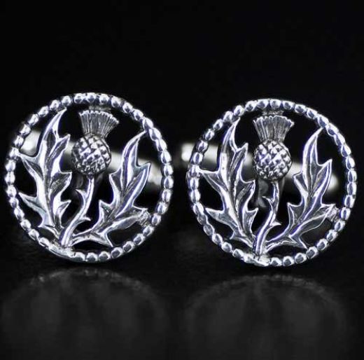 Picture of Thistle Emblem Silver Cufflinks