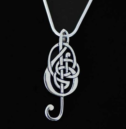 Picture of Celtic Interlace Treble Clef Silver Pendant