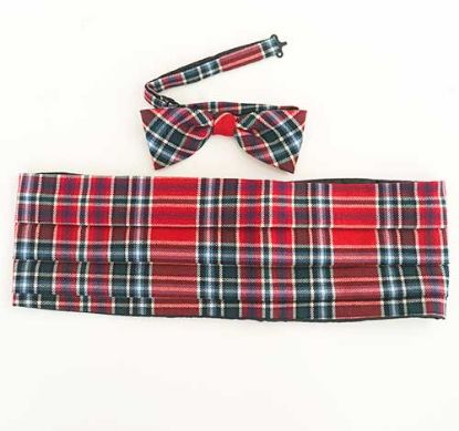 Picture of MacBean Tartan Cummerbund Bow Tie Fine Lightweight Set 36"-40"