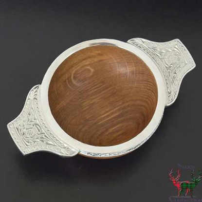 Picture of Scottish Thistle Oak and Pewter Gift Quaich