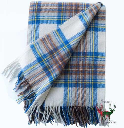 Picture of Stewart Blue Dress Muted Tartan Throw