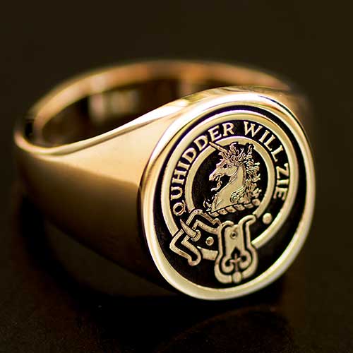 Custom-made Men's Gold Scottish Clan Signet Rings | Scots Connection