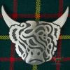 Highland Cow Plaid Brooch on Tartan