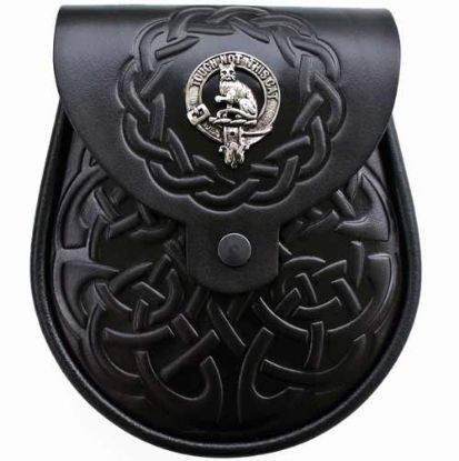 Picture of Clan Crest Black Leather Sporran